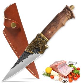 Qulajoy Boning Knife - Hand Forged Camping Knife 7Cr17MOV Blade - Dragon Head Handle And Leather Sheath - Unique Dragon Style - Viking Knife For Hunti (Option: Multiuse Knife)